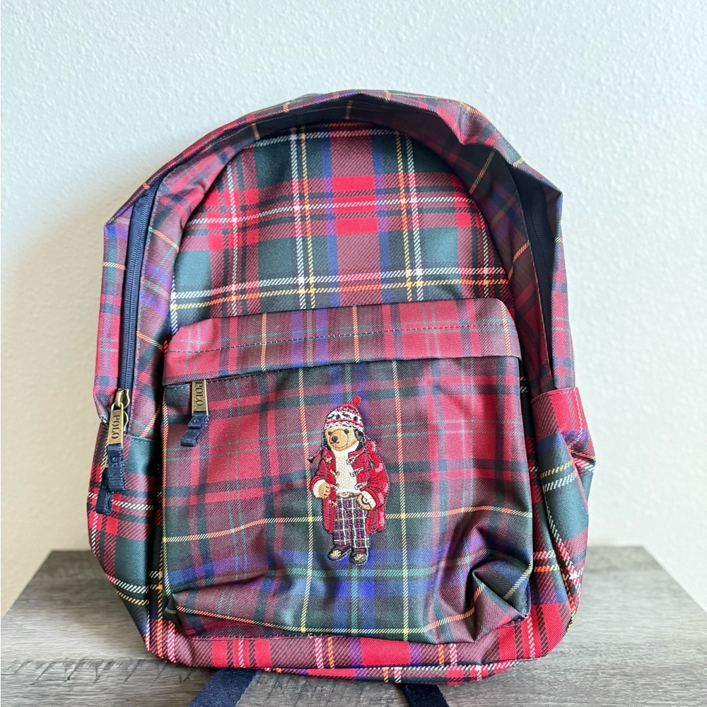 Polo Ralph Lauren Red and Blue Plaid Backpack